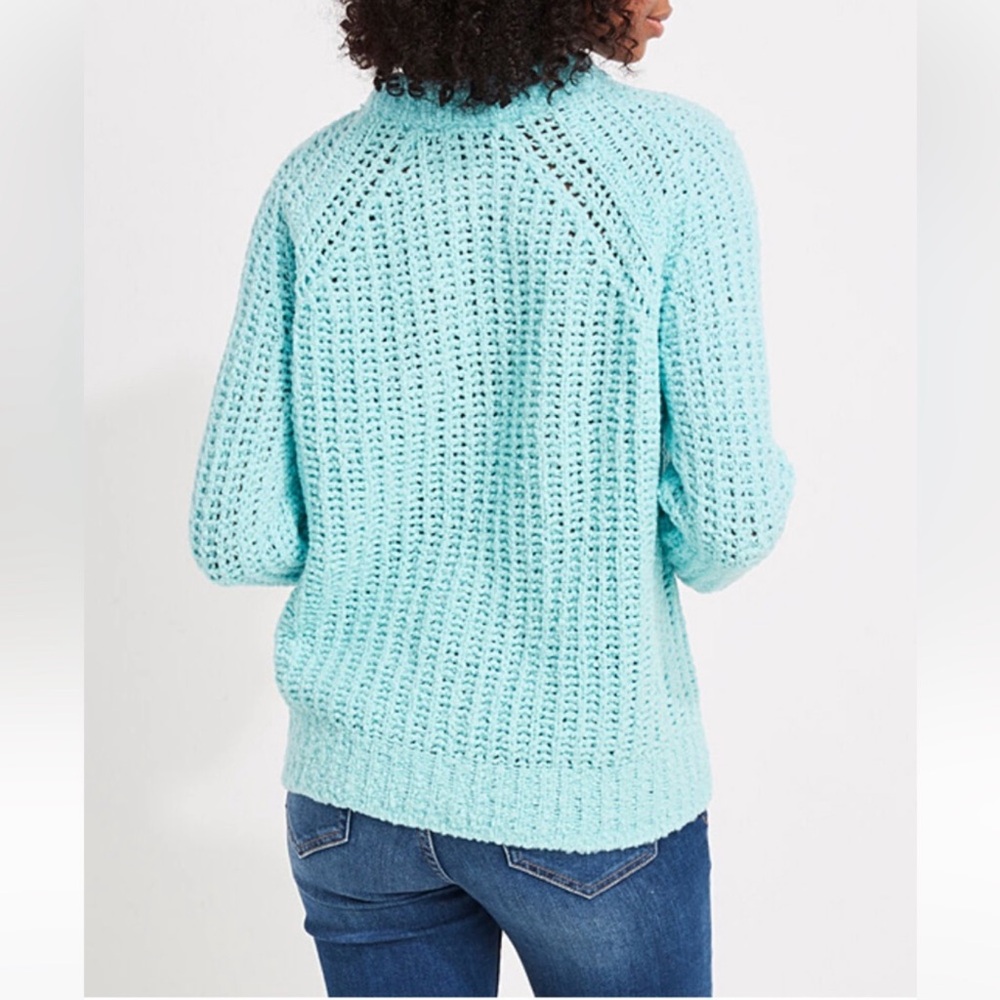 Vineyard Vines Capri Blue Cozy Fisherman Merino Wool Blend Sweater-Size Medium - Picture 3 of 14